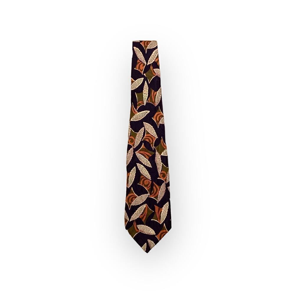 Talbott Studio Black Orange Olive Cream Silk Tie SALE